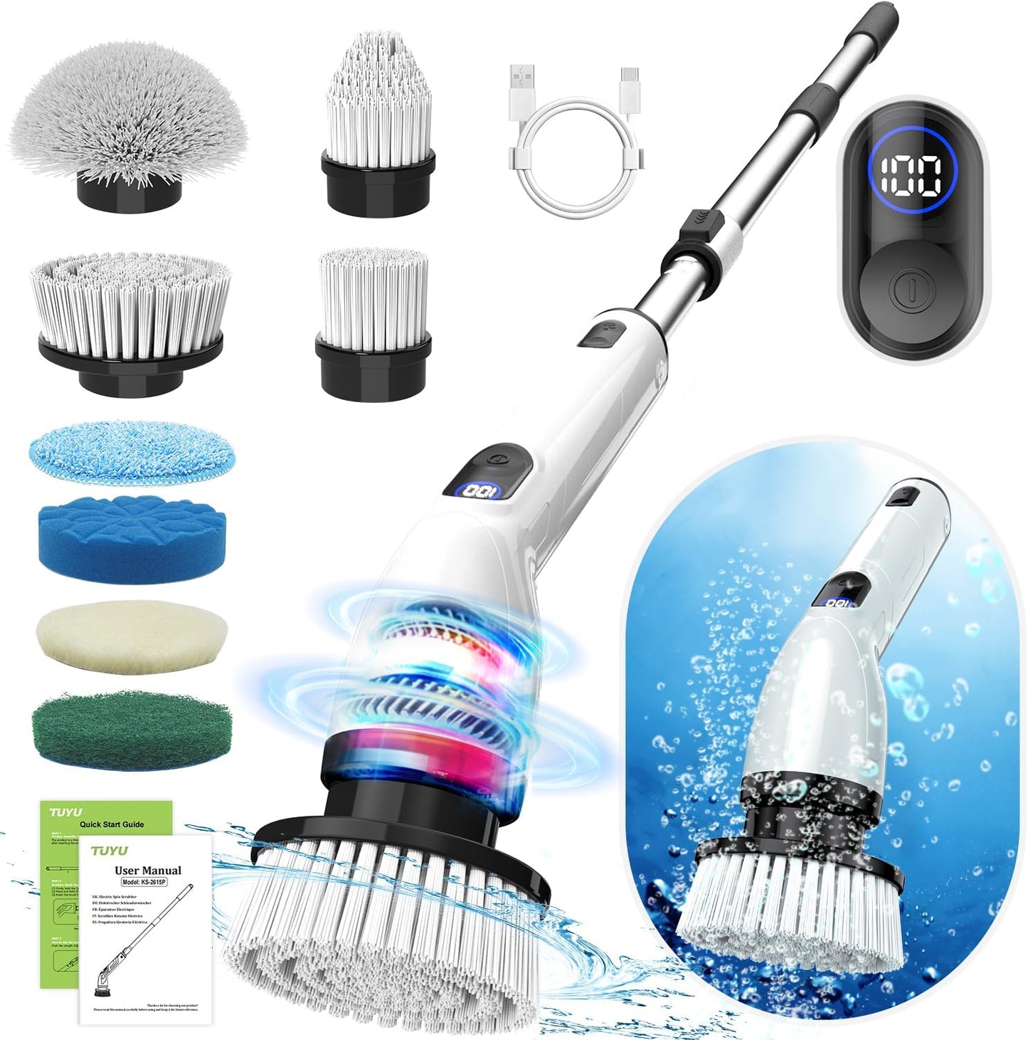 Electric Cleaning Brush (JY-6010) فرشاة التنظيف الكهربائية JY-6010 – فرشاة تنظيف دوّارة لاسلكية متعددة الاستخدامات ✨